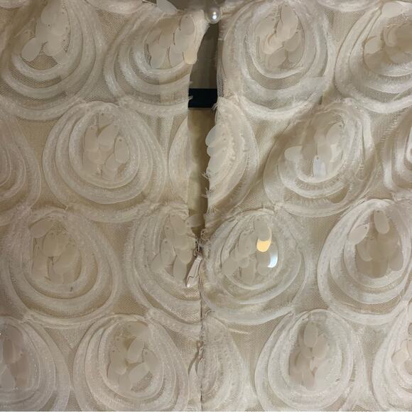 Lulu's Dress NWT Sz Small Worth The Wait Iridescent Cream Sequined Tier Ruffled - Picture 5 of 9